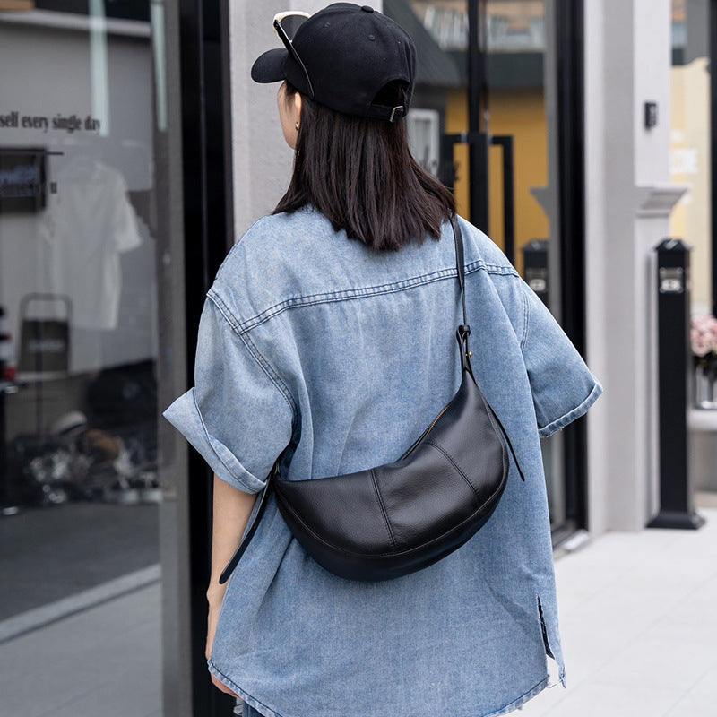 Cowhide Croissant Dumpling Niche Genuine Leather Crossbody Bags