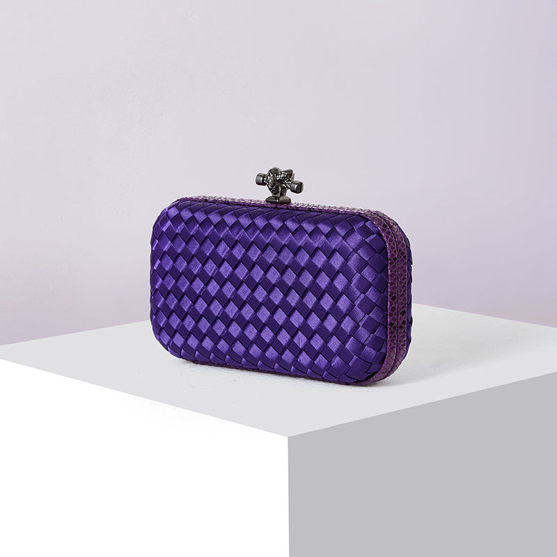 Women's Silk Hand-woven Simplicity Dinner Chain Pouch Evening Bags