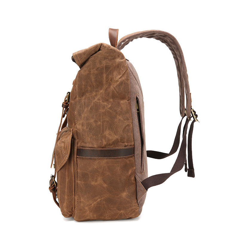 Retro Waterproof Crazy Horse Leather Canvas Convenient Backpacks