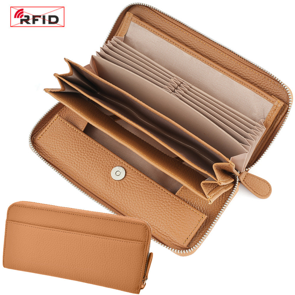 Women's Long Genuine Leather Multiple Slots Large Ladies Wallets