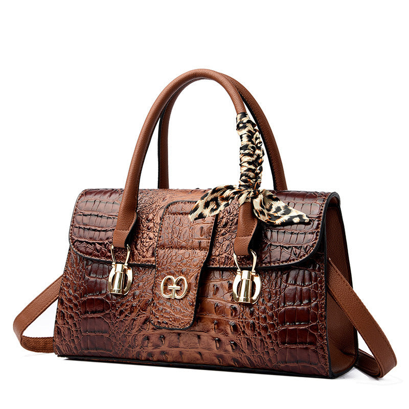 Women's Retro Autumn Crocodile Pattern Commuter Large Bags