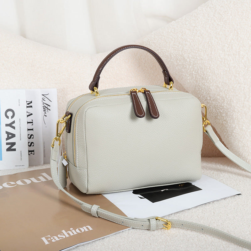 Women's First Layer Leather Pillow Genuine Boston Crossbody Bags