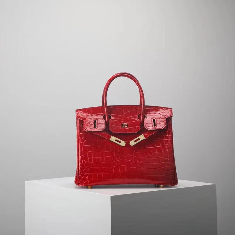 Women's Crocodile Pattern Genuine Leather Fashion Cattlehide Handbags