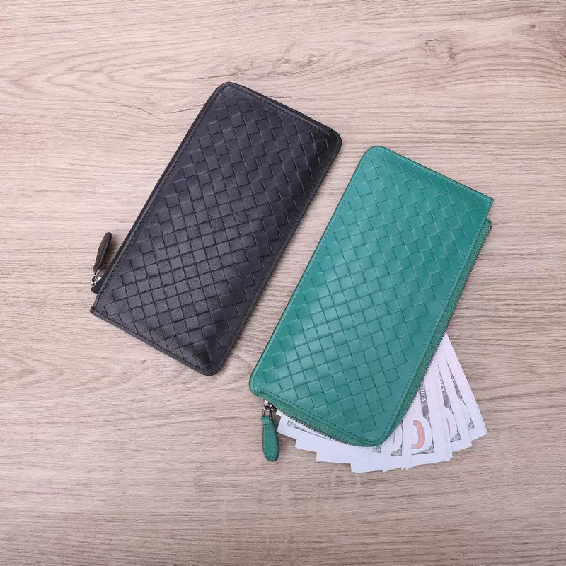 Classy Genuine Leather Lamb Certificate Long Purses