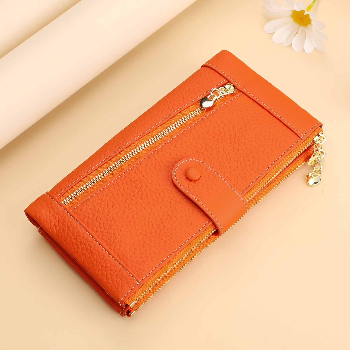 Multifunctional Fashion Top Layer Leather Two-fold Ladies Wallets