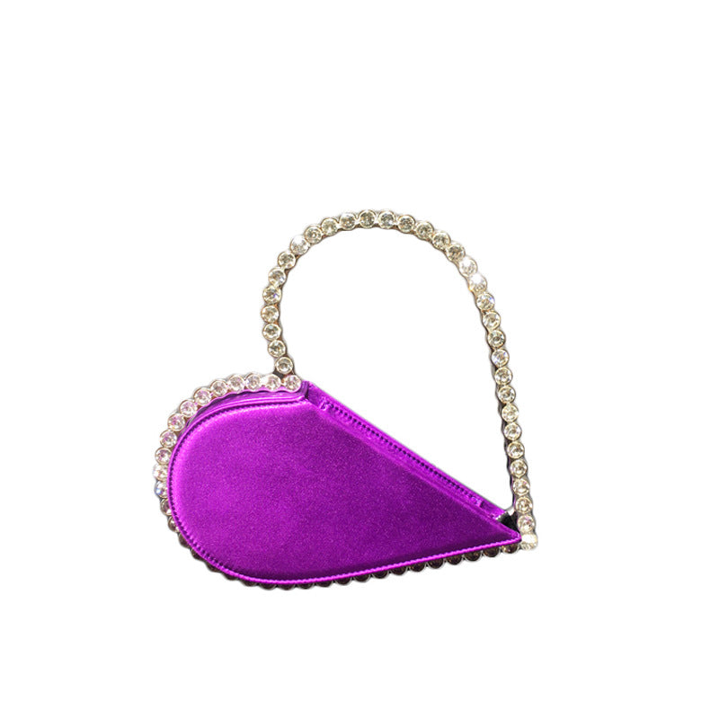 Women's Rhinestone Heart-shaped High-grade Hand Holding Diamond Evening Bags