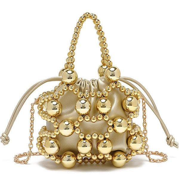 Design Exquisite Hollow Metal Beaded Woven Evening Bags