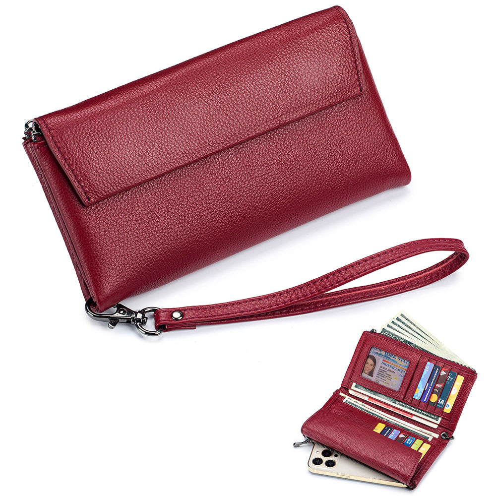 Genuine Leather Soft Long Fashionable Large Ladies Wallets