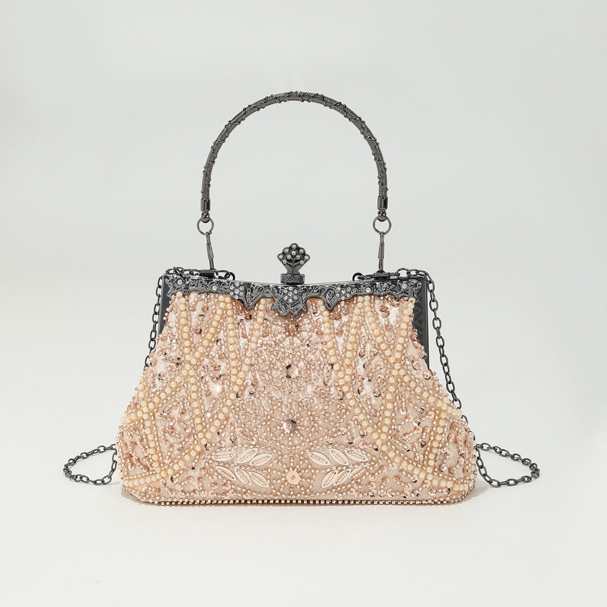 Women's Retro Handmade Pearl Embroidery Beaded Sequins Evening Bags