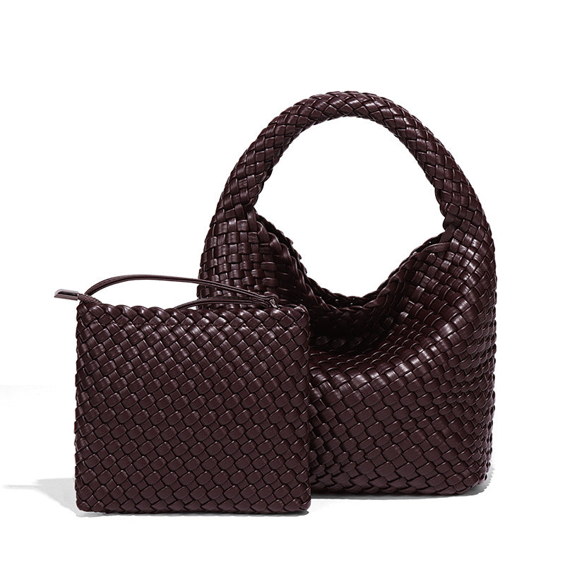 Women's Korean Style Fashionable Woven Pure Color Handbags