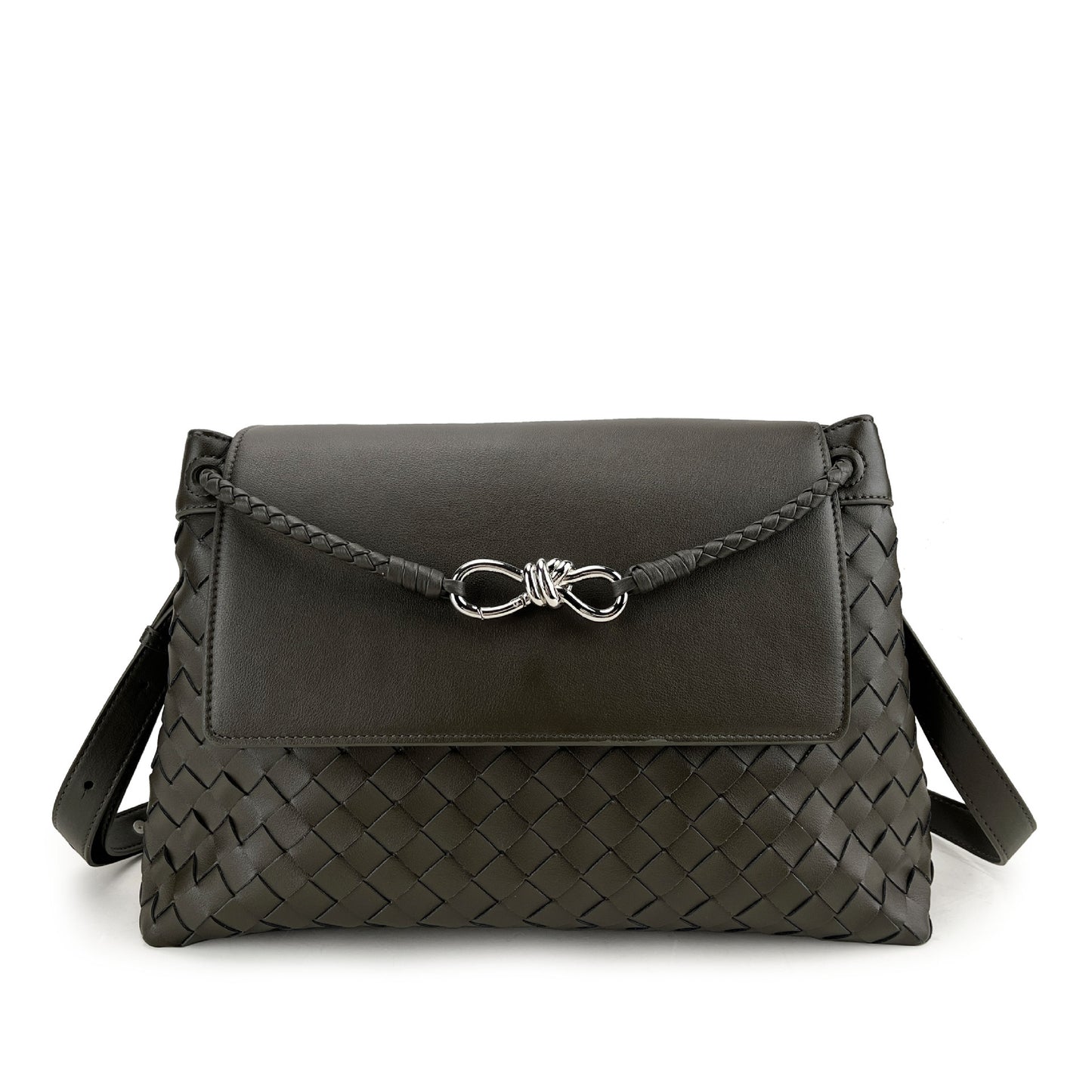 Leather With Sier Butterfly Clasp Large Crossbody Bags