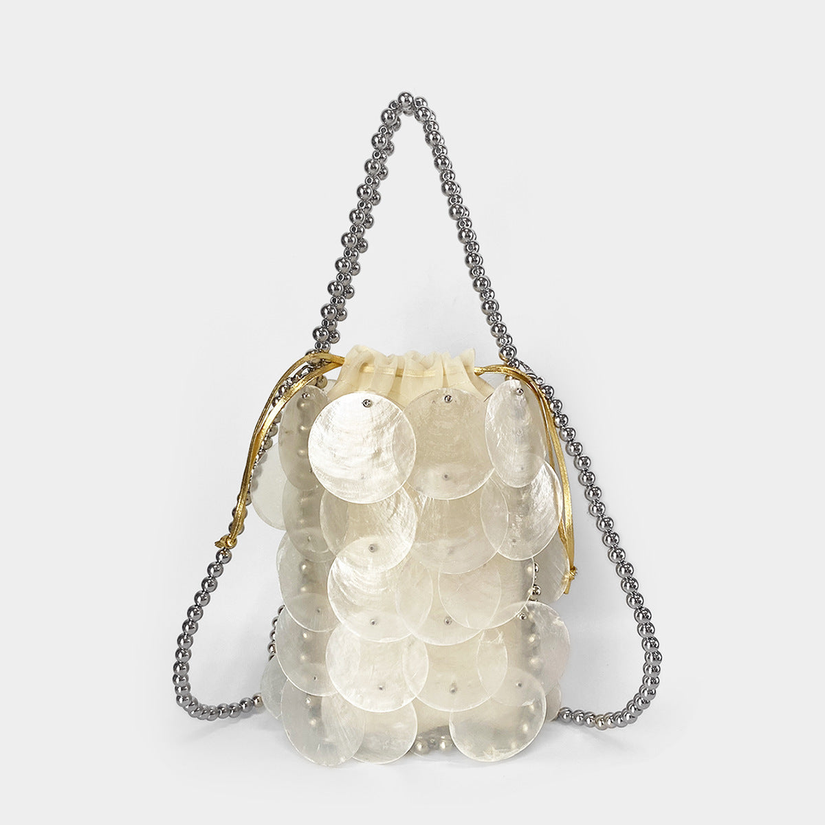 Women's Color Handmade Woven Shell Fashion Beaded Chain Handbags
