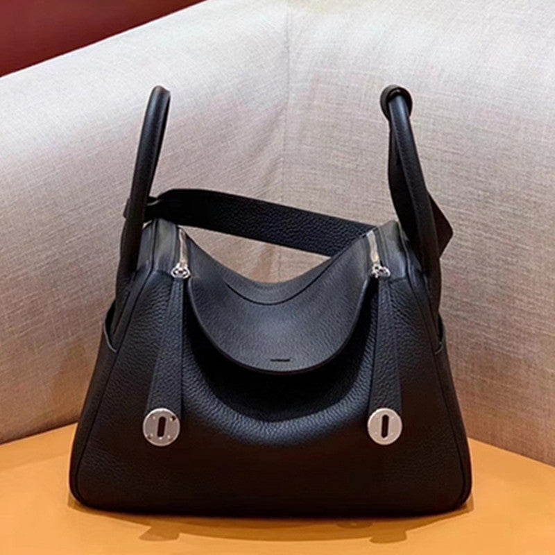 Fashion Trendy Portable Litchi Grain Cowhide Bags