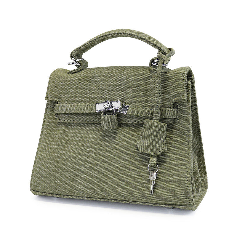 Women's Fashion Vintage Army Green Retro Portable Kelly Shoulder Bags