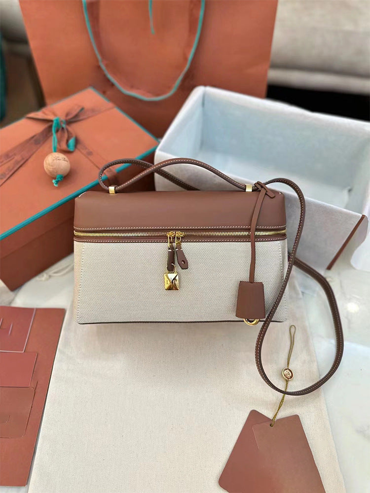 Leather Canvas Underarm Italian Original Zipper Shoulder Bags
