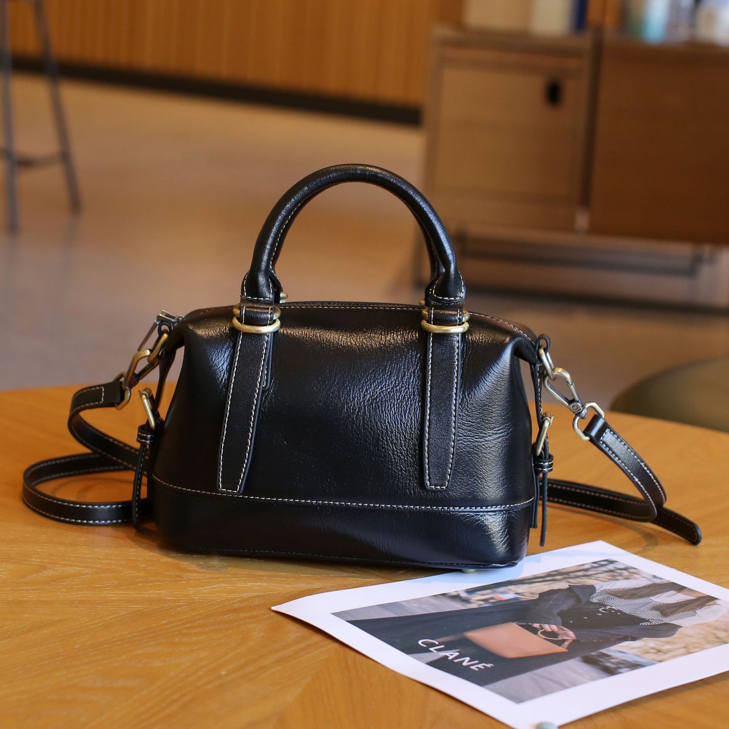 Women's First Layer Vegetable Tanning Leather Soft Boston Simple Handbags