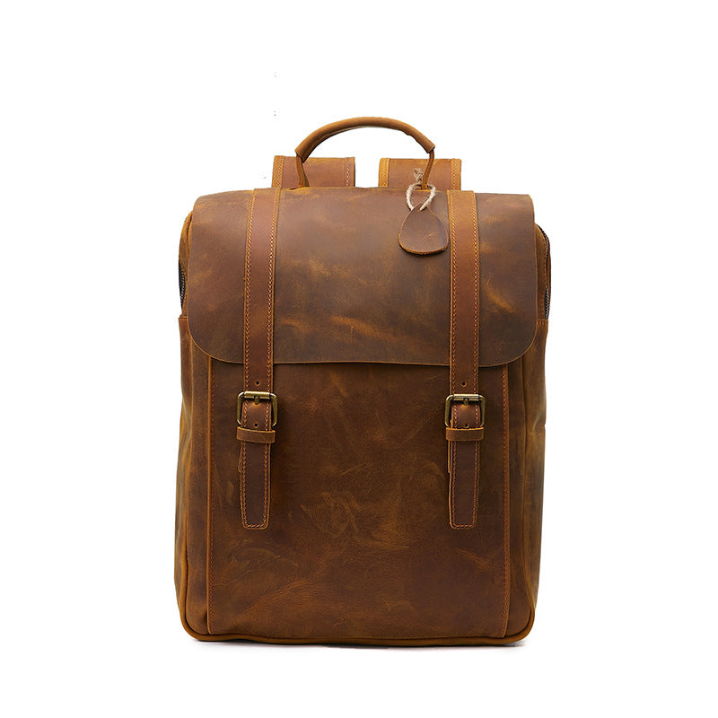 Men's Leather First Layer Cowhide Business Computer Backpacks