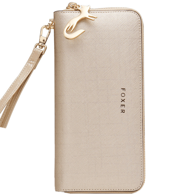 Women's Cowhide Long Multiple Slots Light Luxury Ladies Wallets