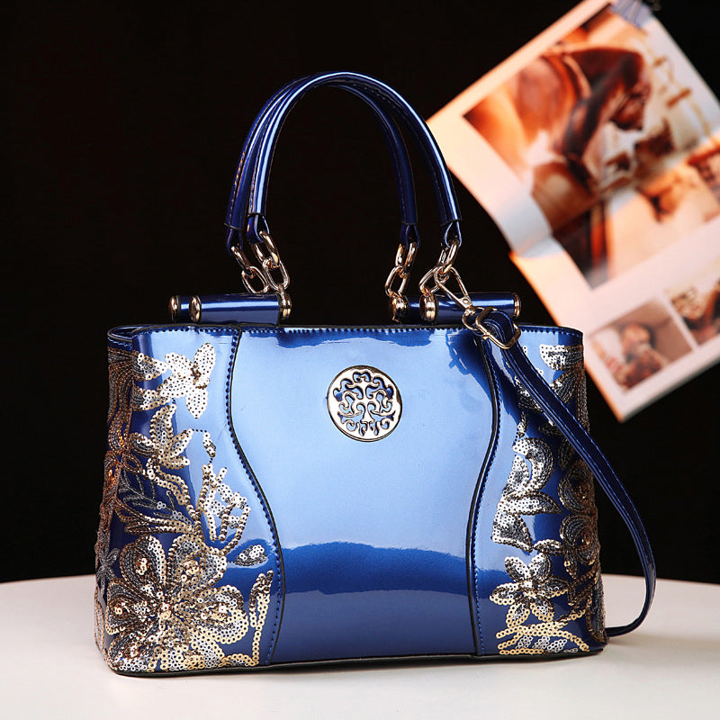 Women's Embroidered Sequined Large Capacity Multi Compartment Handbags