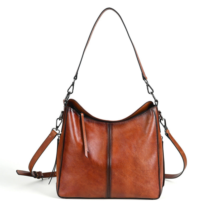 Women's First Layer Cowhide Large Capacity Soft Armpit Bags