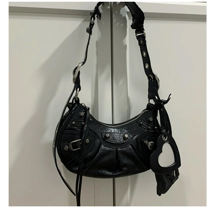 Women's Motorcycle Underarm Rivet Tassel Three-in-one January Shoulder Bags