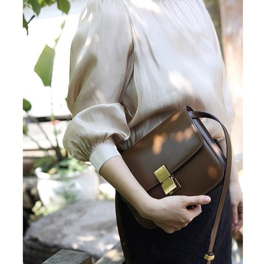 Women's With Gift Box Mirror Genuine Leather Crossbody Bags