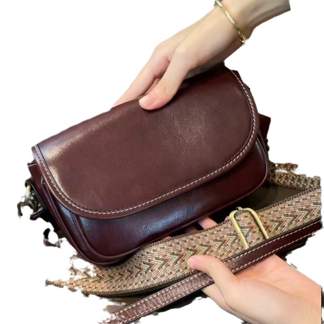 Women's Matching Cowhide Female Advanced Texture Niche Crossbody Bags