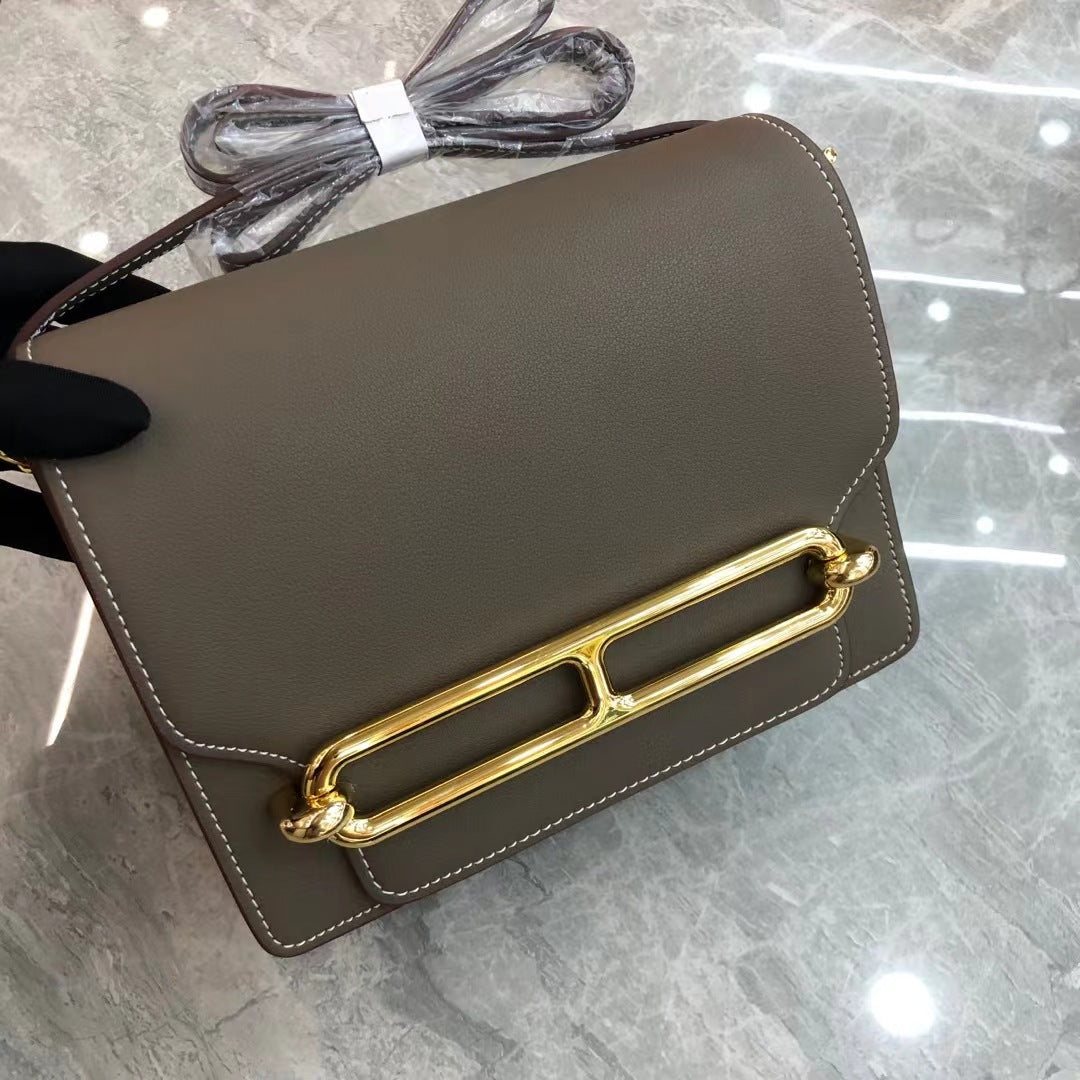 Women's Nose Lychee Pattern Cattlehide Leather Fashion Shoulder Bags