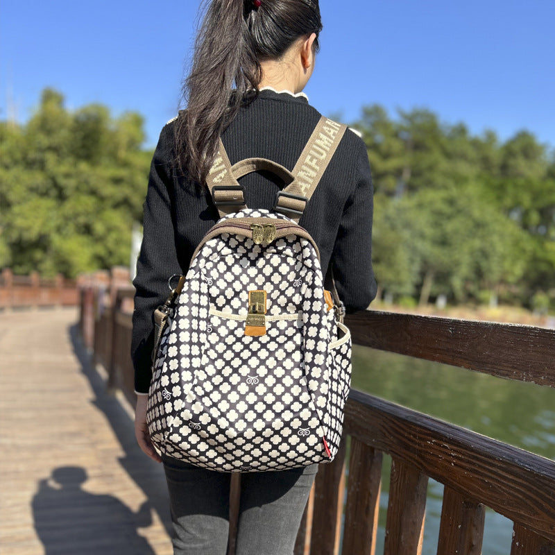 Black White Printed Ethnic Style Fashionable Large Backpacks