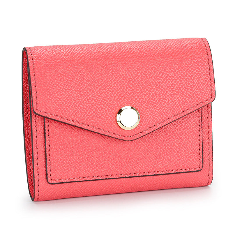 Women's Full Leather Short Korean Style Contrast Color Versatile Ladies Wallets