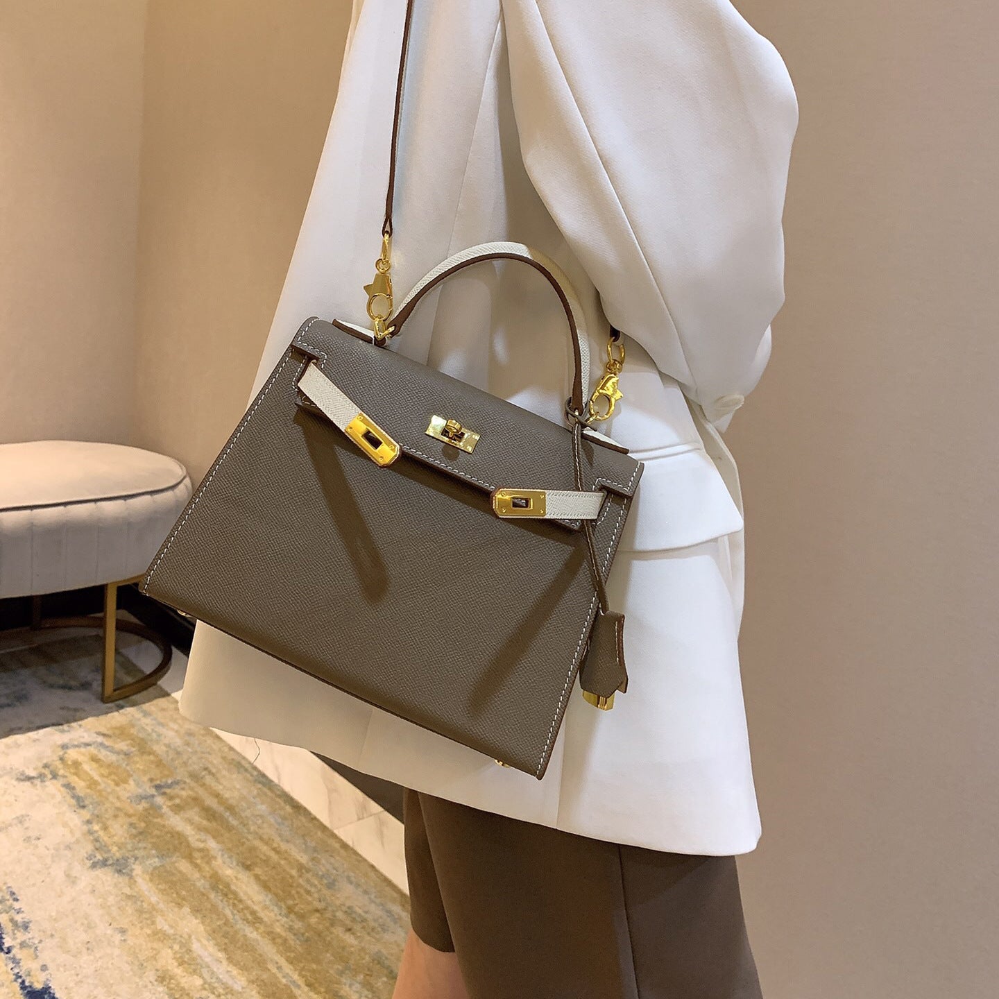 Women's Palm Print Genuine Leather Second Generation Handbags