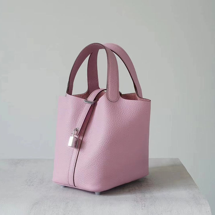 Wax Line Vegetable Basket Imported Cowhide Handbags