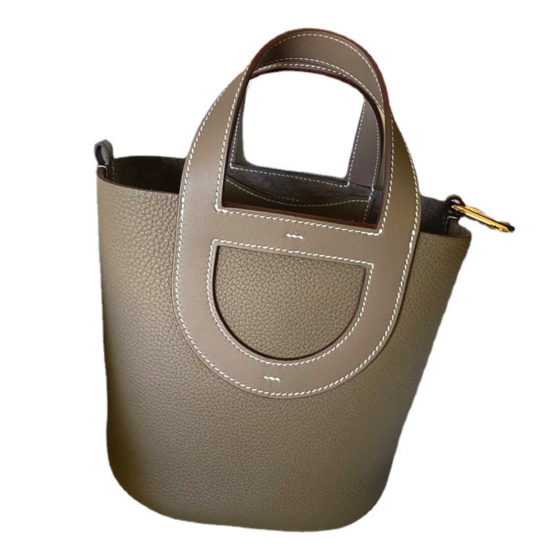 Women's First Layer Cowhide Pig Nose Vegetable Basket Bags