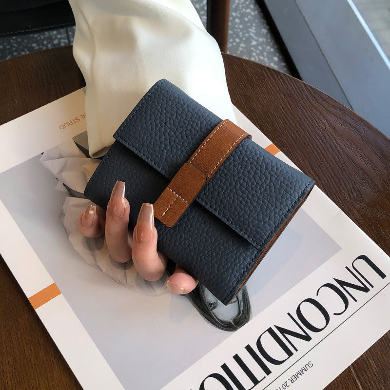 Women's Leather Short Contrast Color First Layer Ladies Wallets