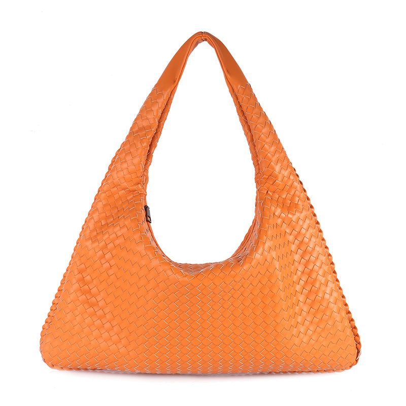 Woven Solid Color Large Capacity Portable Simple Shoulder Bags