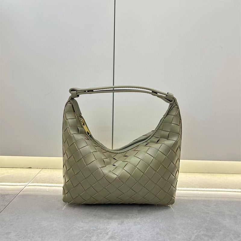 Women's Lunch Box Underarm Genuine Leather Woven Handbags