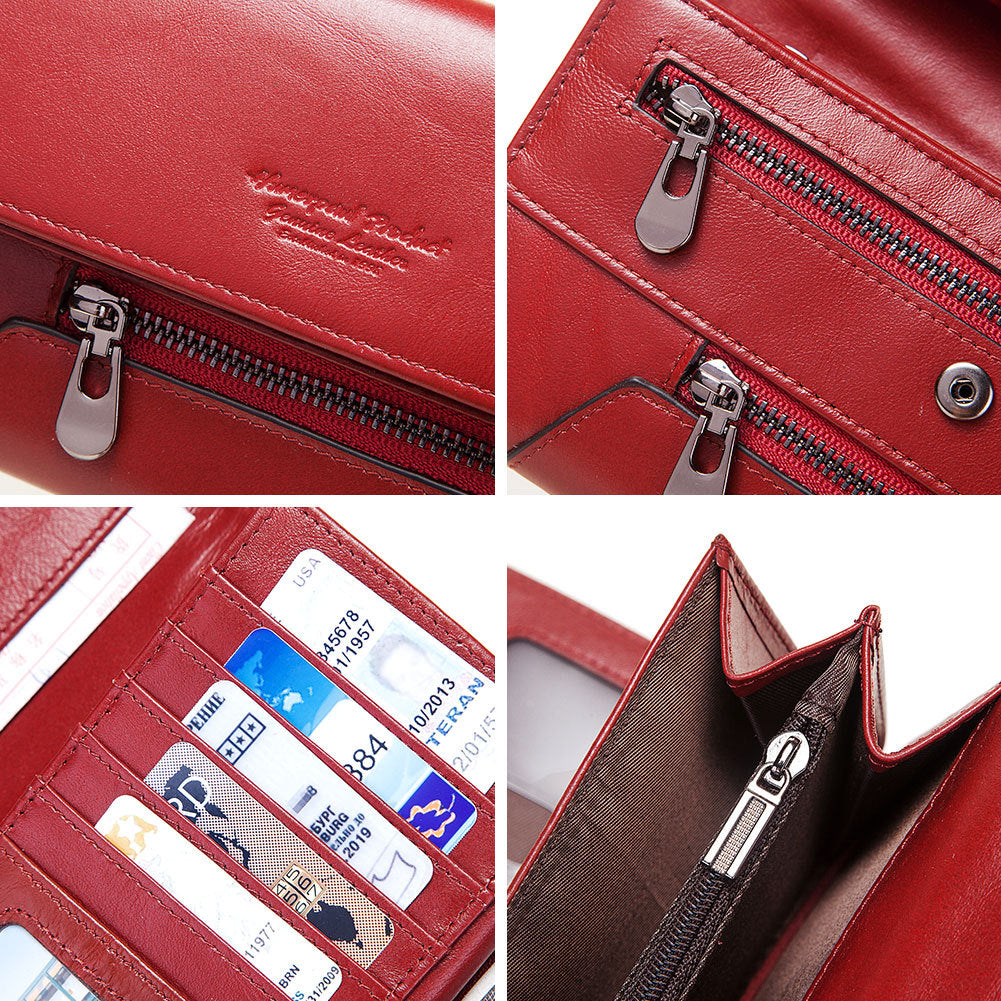 Women's Paul Leather Long First Layer Cowhide Ladies Wallets