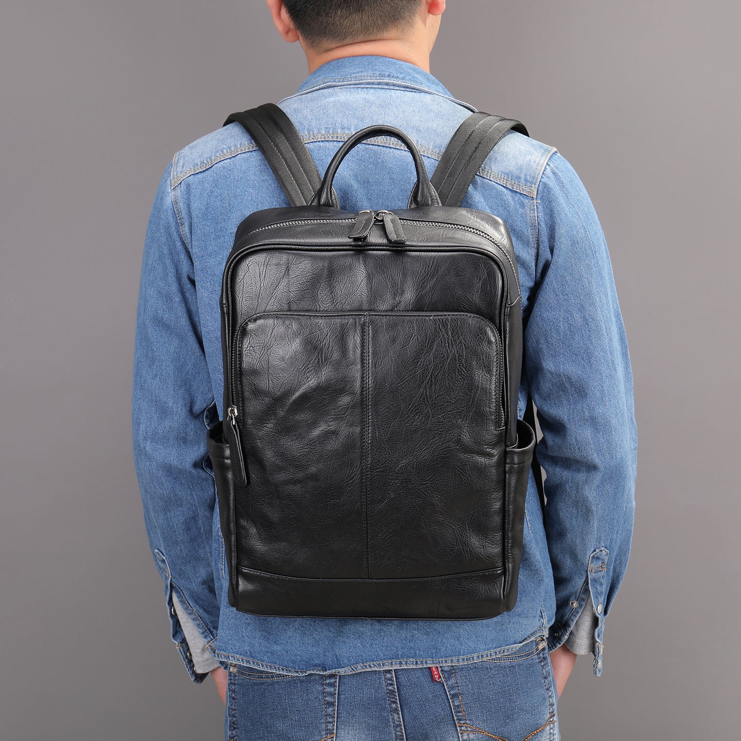 Men's Leather Crocodile Pattern For Business Away Backpacks