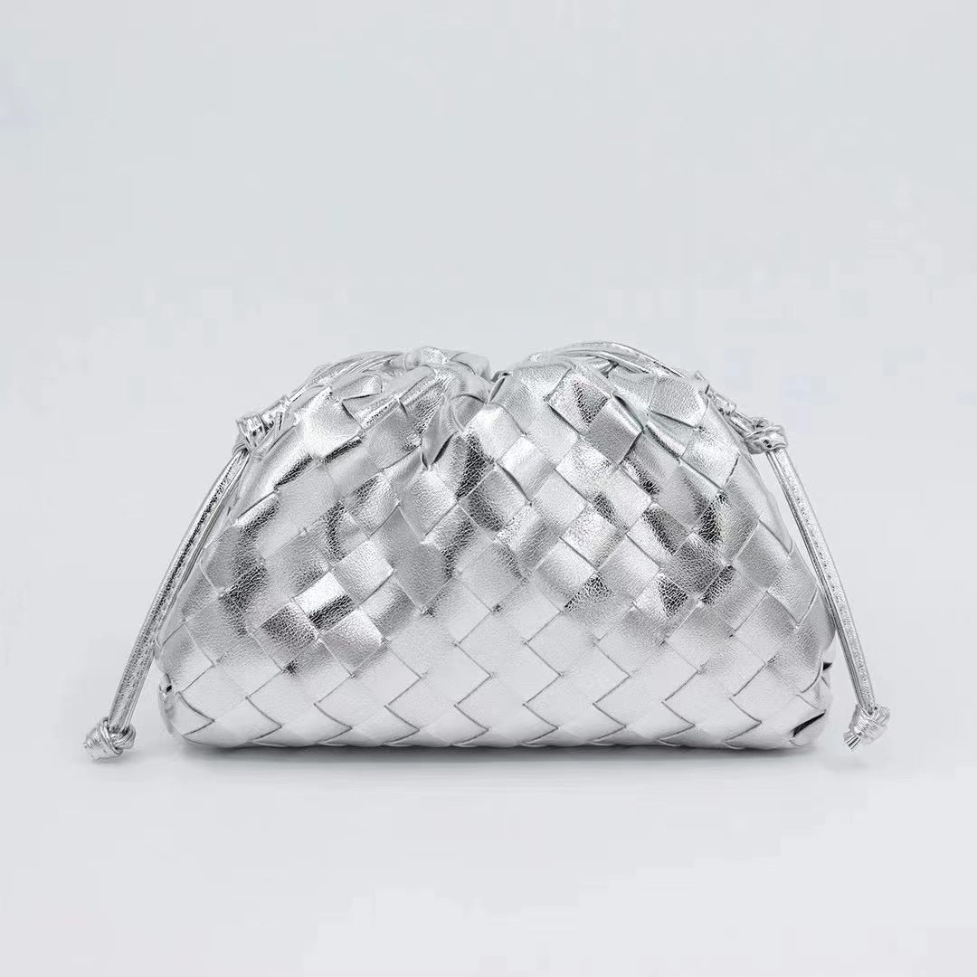 Women's Authentic Leather Weave Pleated Cloud Soft Cow Single Crossbody Bags