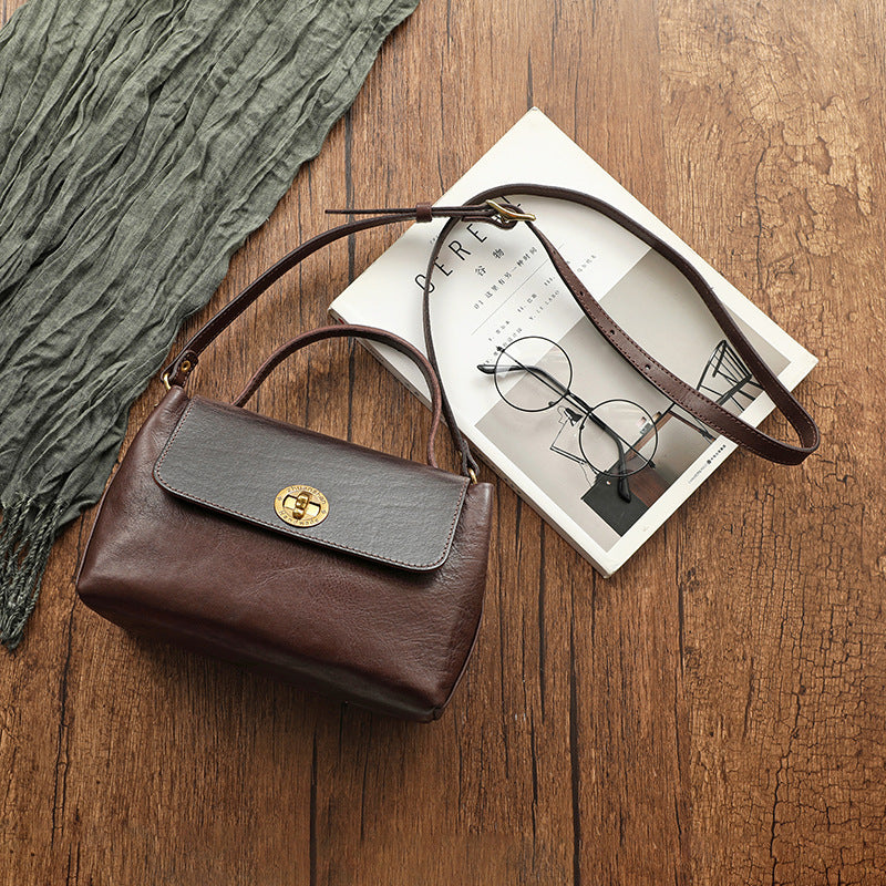 Leather Vintage Brass Hardware Thickness Match Crossbody Bags