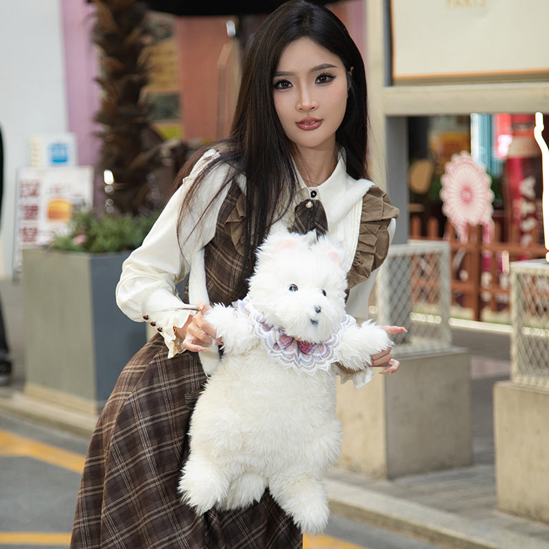 Women's Fun Simulation Doll Three Flower Cat Backpacks