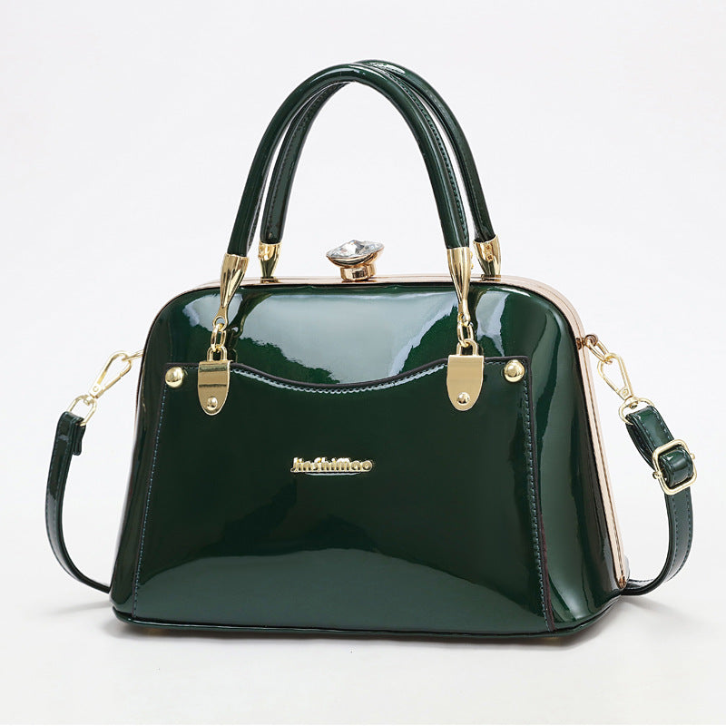 Women's Popular Bright Leather Steel Frame Fashion Handbags