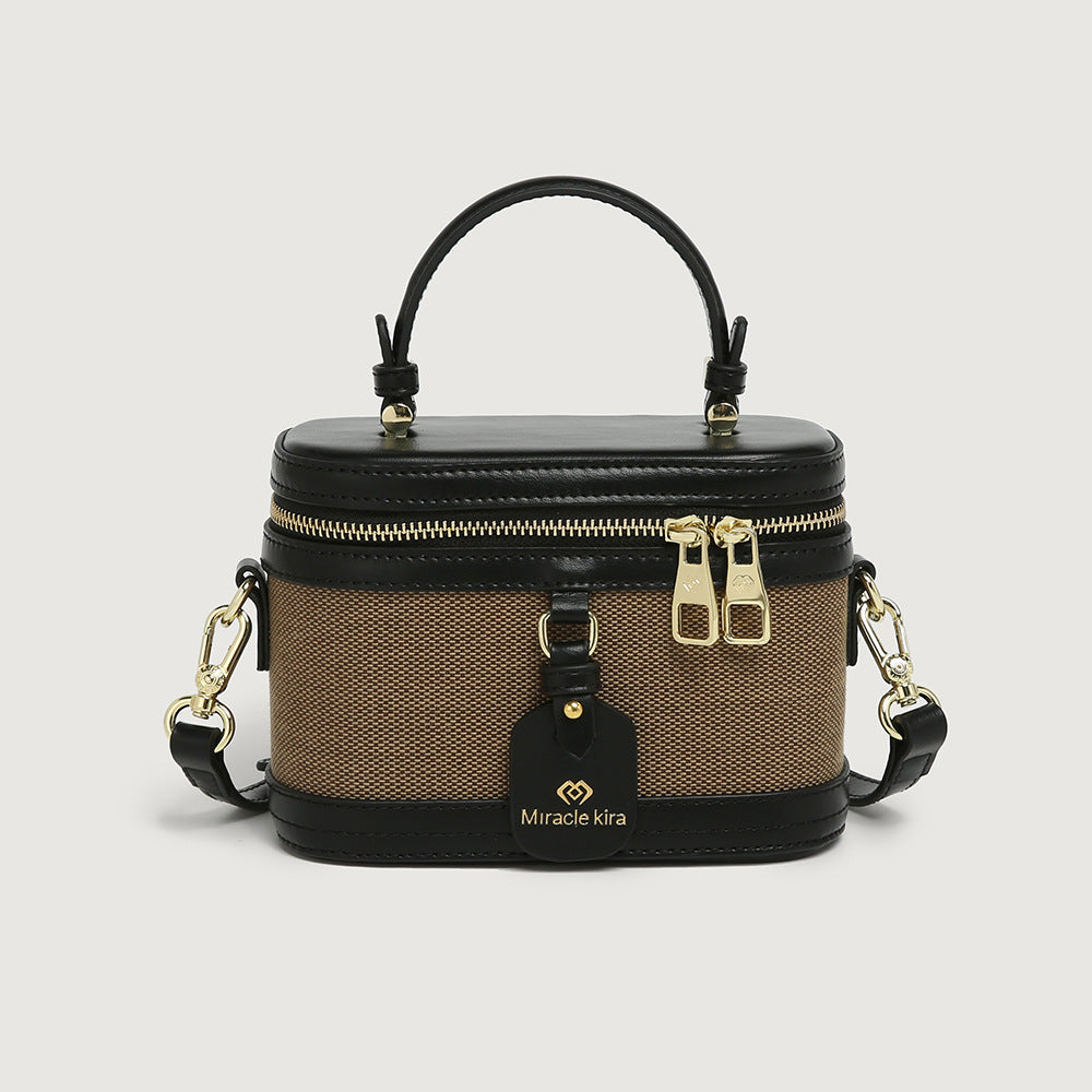Women's Contrast Color Retro Box Textured Summer Shoulder Bags