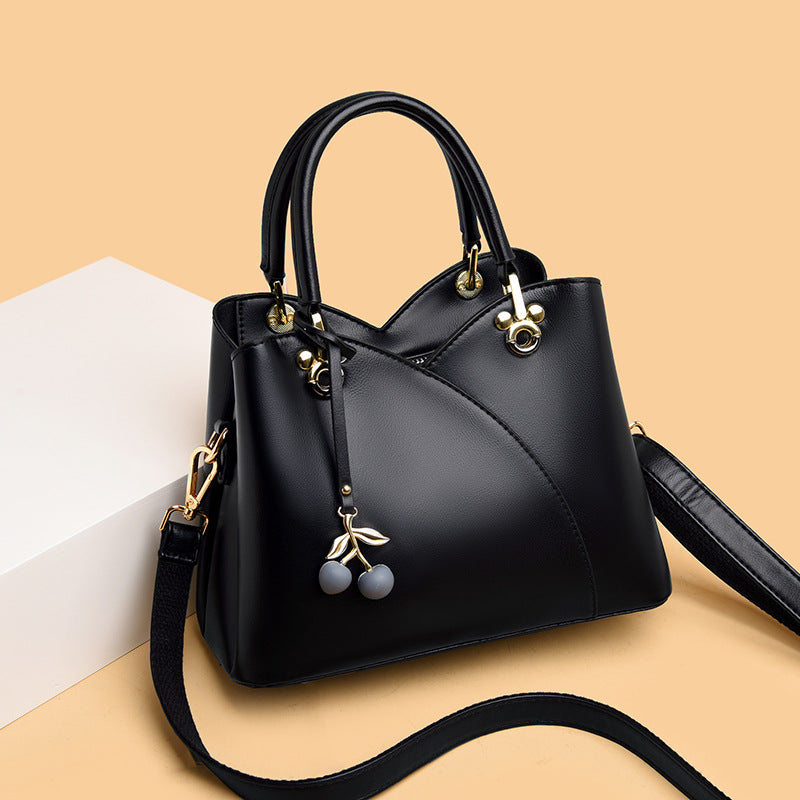 Women's Style Trendy Solid Color Stitching Soft Handbags