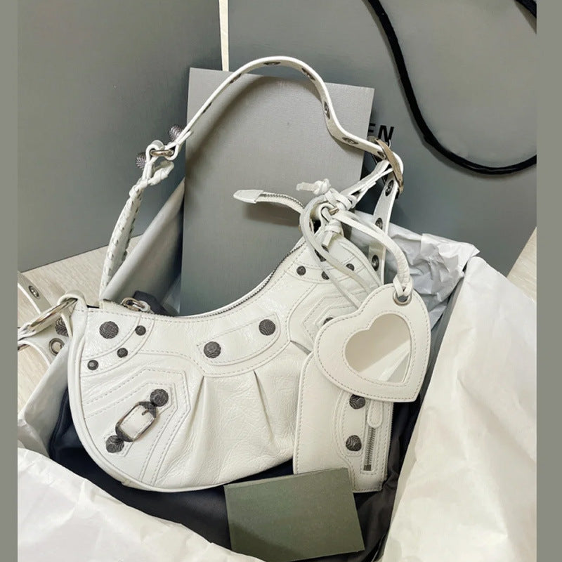 Women's Motorcycle Underarm Rivet Tassel Three-in-one January Shoulder Bags