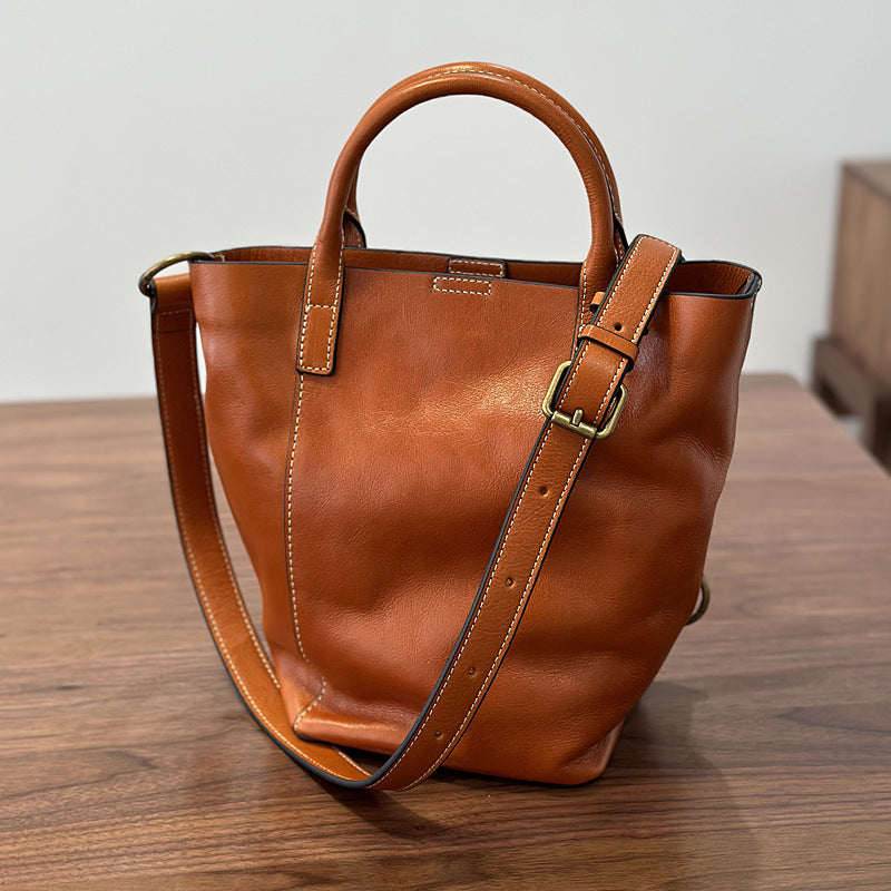 Top Layer Leather Simple Genuine Mother Retro Leisure Handbags