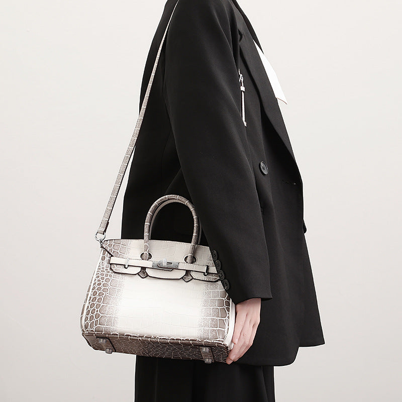 Crocodile Pattern Sier High-grade Large Capacity Handbags
