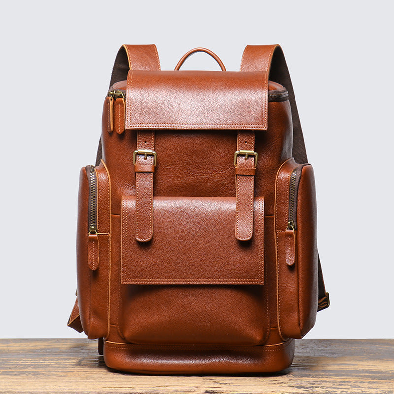 Men's Best-selling Leather Large Capacity Cowhide Multifunctional Backpacks