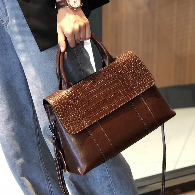 Women's Fashion Genuine Leather Portable Large Capacity Handbags