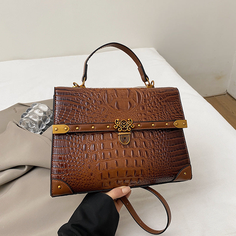 Women's Vintage Crocodile Pattern Large Capacity Bags